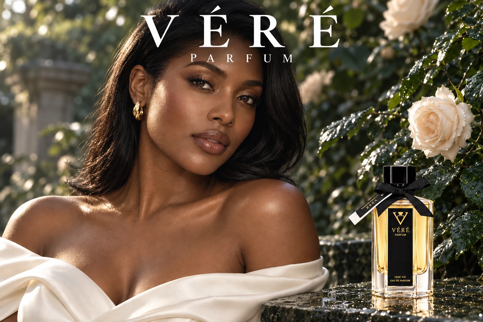 VÉRÉ UNI06 · 绿叶与玫瑰 · VÉRÉ 品牌海报