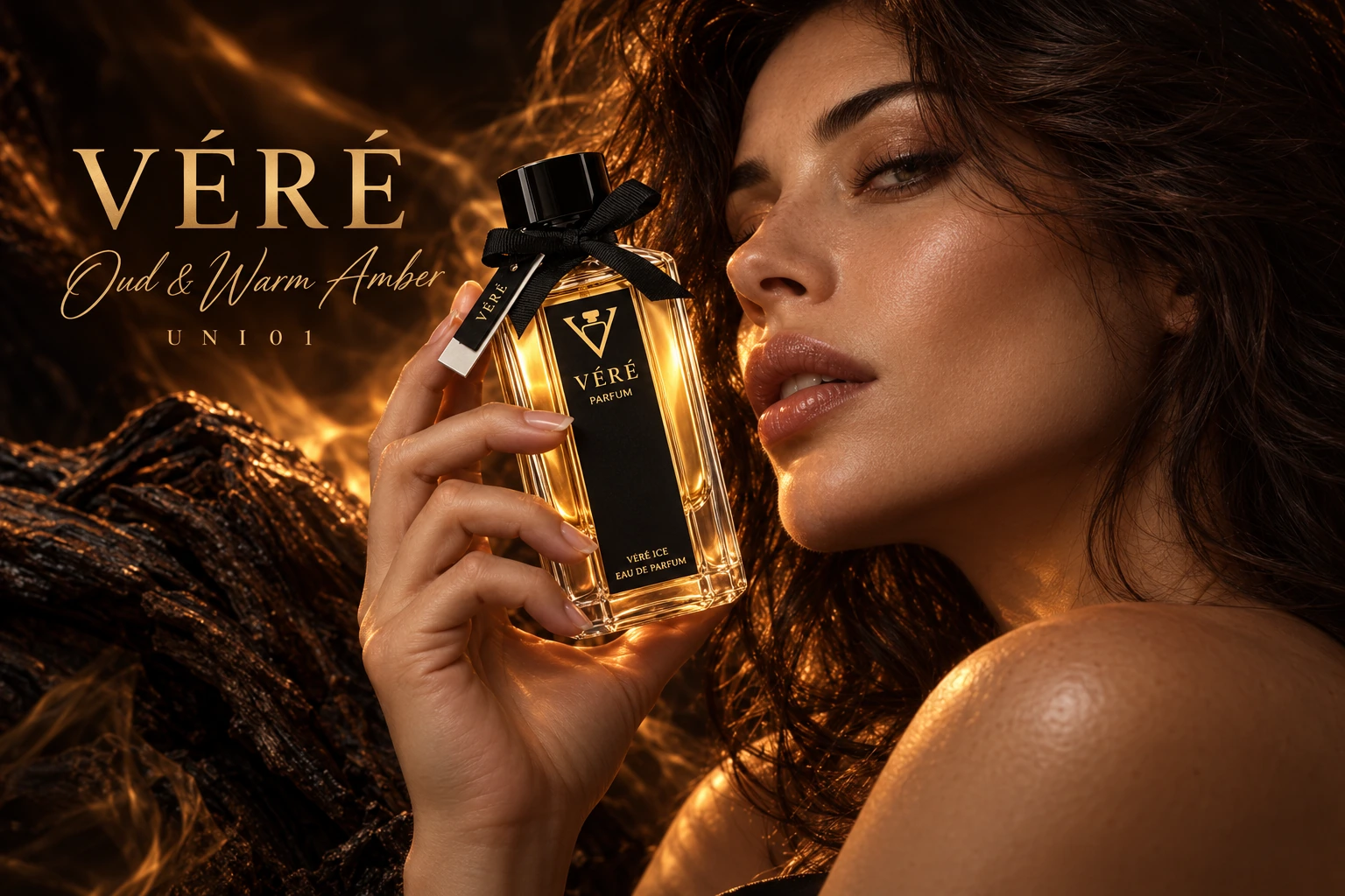 VÉRÉ UNI01 · 沉香与暖琥珀 · VÉRÉ 品牌海报