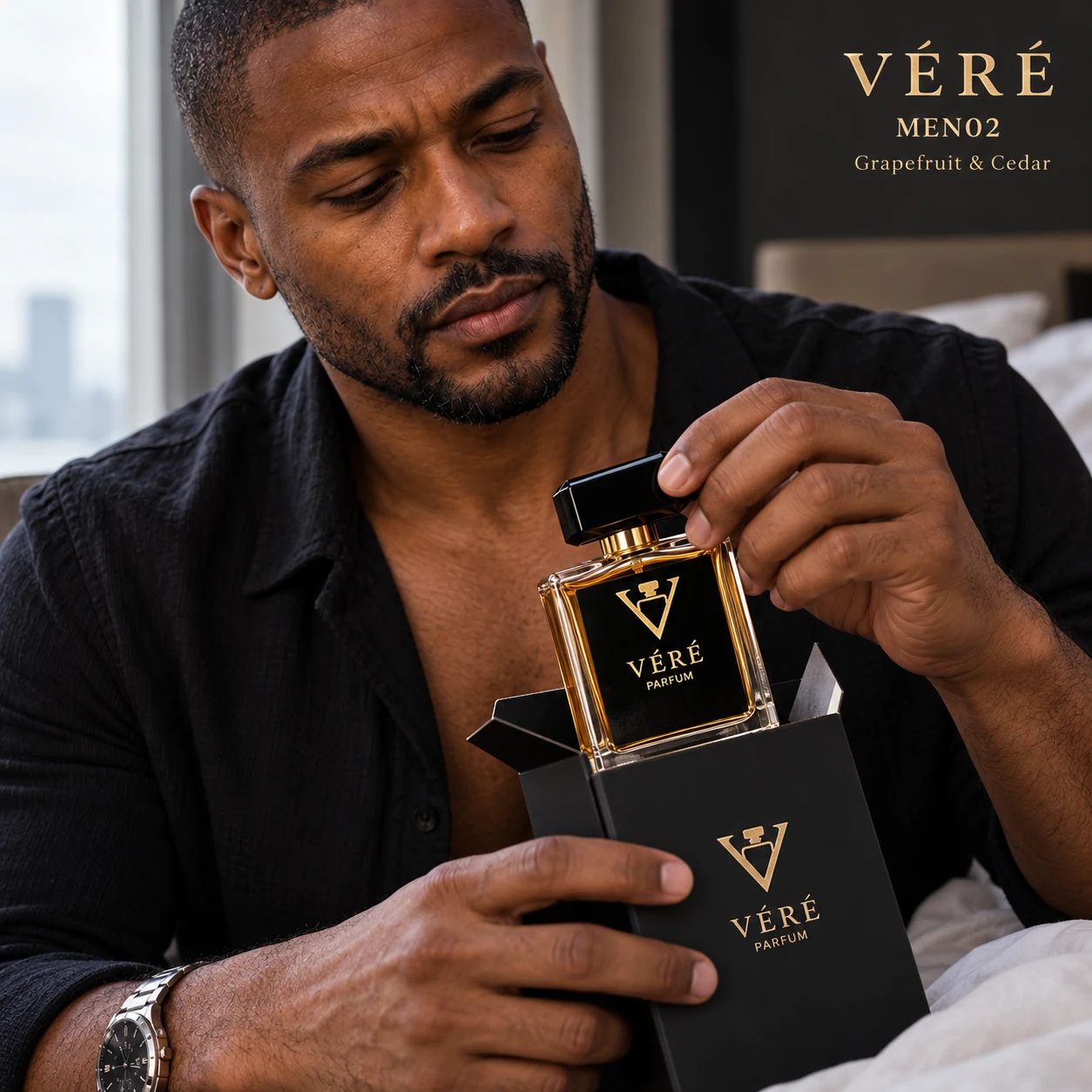 VÉRÉ MEN02 · 葡萄柚与雪松 · 包装近景