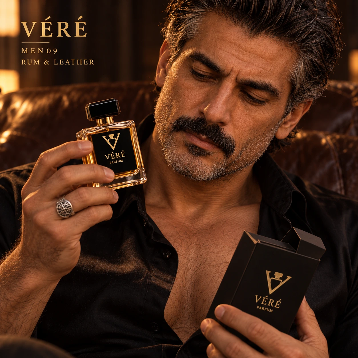 VÉRÉ MEN09 · 朗姆酒与皮革 · 包装近景
