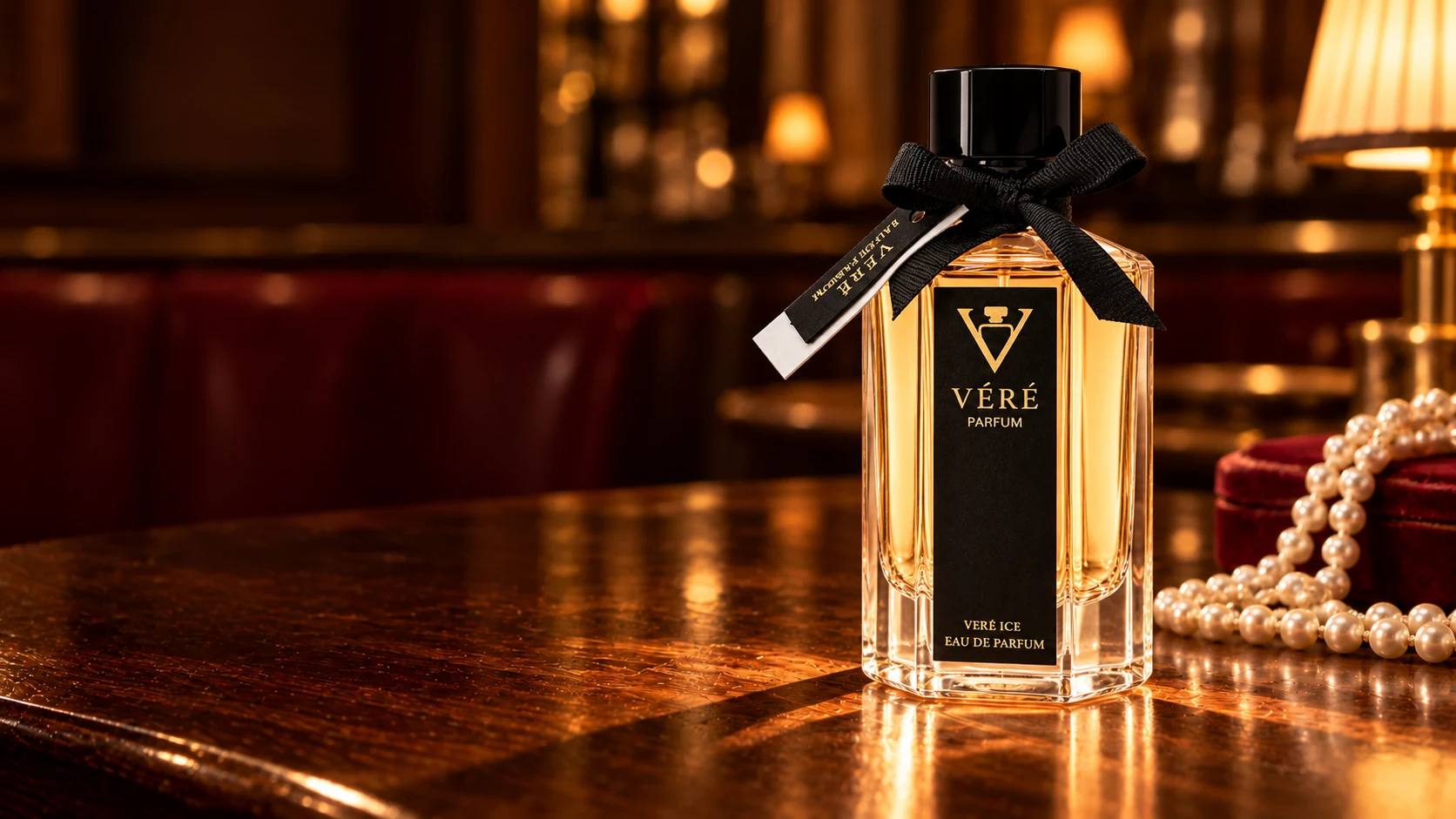 米白黑与桃金光影中的 VÉRÉ 柑橘与玫瑰茉莉香水