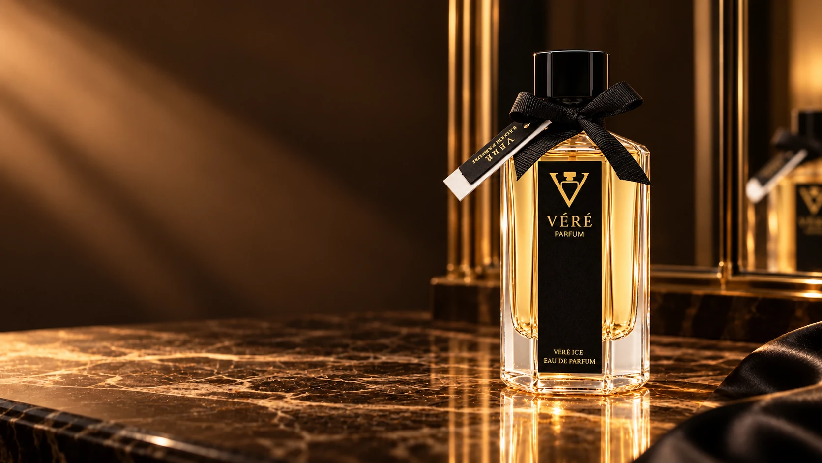 香槟金黑白光影中的 VÉRÉ 醛香与繁盛花束香水